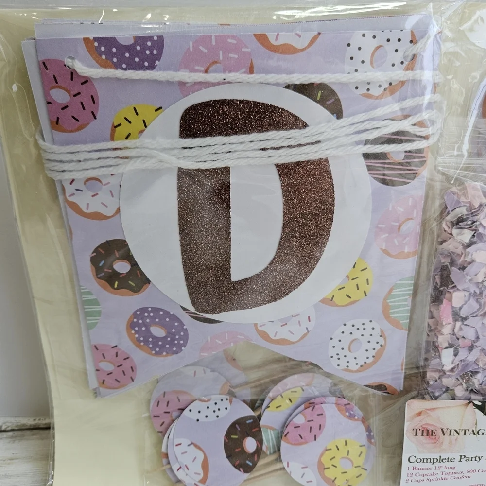 Donut Grow Up Party Decorations Set with Cupcake Toppers and Banners